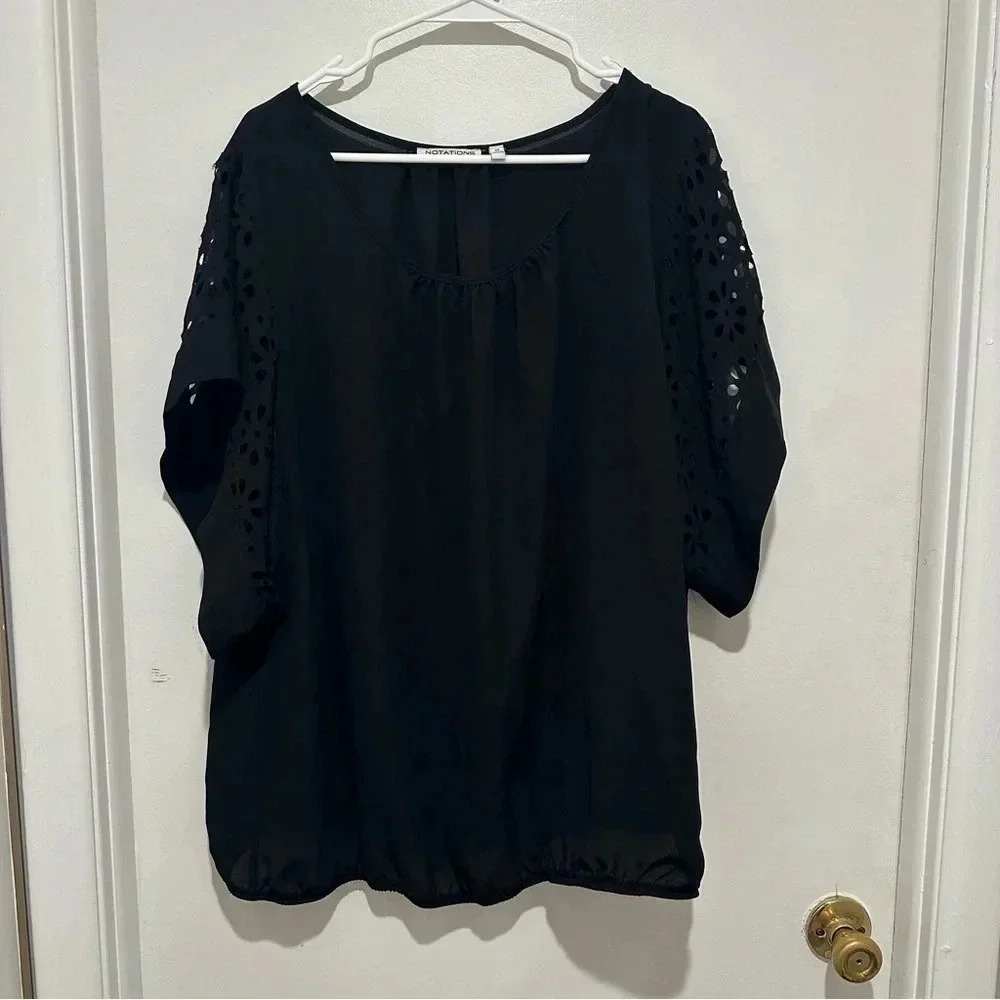 Black Notations Shirt 3xl with decorative sleeve